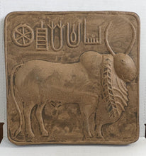 Load image into Gallery viewer, Indus Valley Bull Ox sculpture wall plaque Mohenjo-Daro seal Pashupati www.NEO-MFG.com 11"
