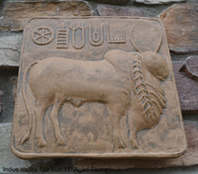 Load image into Gallery viewer, Indus Valley Bull Ox sculpture wall plaque Mohenjo-Daro seal Pashupati www.NEO-MFG.com 11&quot;
