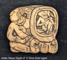 Load image into Gallery viewer, Aztec Mayan Glyph Wall plaque Fragment relief www.Neo-Mfg.com 4&quot;
