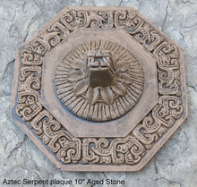 Load image into Gallery viewer, Aztec Maya Mesoamerica Serpent bust head on plaque Sculpture wall www.Neo-Mfg.com 10"
