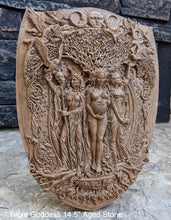 Load image into Gallery viewer, Wiccan Triple Goddess Maiden Mother Crone Wall Plaque Sculpture Pagan 14.5&quot; www.Neo-Mfg.com mythical
