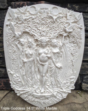 Load image into Gallery viewer, Wiccan Triple Goddess Maiden Mother Crone Wall Plaque Sculpture Pagan 14.5&quot; www.Neo-Mfg.com mythical
