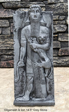 Load image into Gallery viewer, Assyrian Gilgamesh Hero Overpowering a Lion Artifact Carved Sculpture Statue Sculpture Statue 14.5&quot; www.Neo-Mfg.com Museum Replica L19
