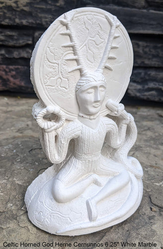 Wiccan Celtic Horned God Herne Cernunnos Wall Plaque Sculpture Pagan 6.25