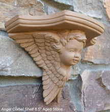 Load image into Gallery viewer, Angel winged child face baby corbel wall sconce shelf 8.5&quot; sculpture www.NEO-MFG.com
