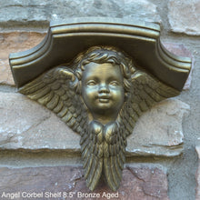 Load image into Gallery viewer, Angel winged child face baby corbel wall sconce shelf 8.5&quot; sculpture www.NEO-MFG.com
