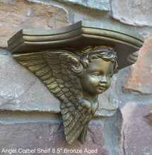 Load image into Gallery viewer, Angel winged child face baby corbel wall sconce shelf 8.5&quot; sculpture www.NEO-MFG.com
