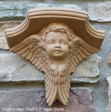 Load image into Gallery viewer, Angel winged child face baby corbel wall sconce shelf 8.5&quot; sculpture www.NEO-MFG.com
