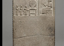 Load image into Gallery viewer, Babylonian Tablet of Shamash Sun god tablet Museum reproduction plaque www.NEO-MFG.com 11&quot;
