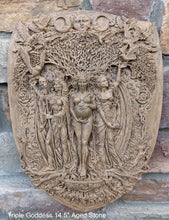 Load image into Gallery viewer, Wiccan Triple Goddess Maiden Mother Crone Wall Plaque Sculpture Pagan 14.5&quot; www.Neo-Mfg.com mythical
