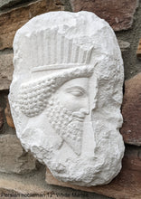 Load image into Gallery viewer, Assyrian Relief head of a Persian nobleman Persian Persepolis wall plaque art Sculpture 12&quot; www.Neo-Mfg.com Museum reproduction
