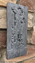 Load image into Gallery viewer, Aztec Mayan Temple foliated cross Center left K&#39;inich Kan Bahlam II carving wall plaque www.Neo-Mfg.com home garden decor art 9&quot; j14
