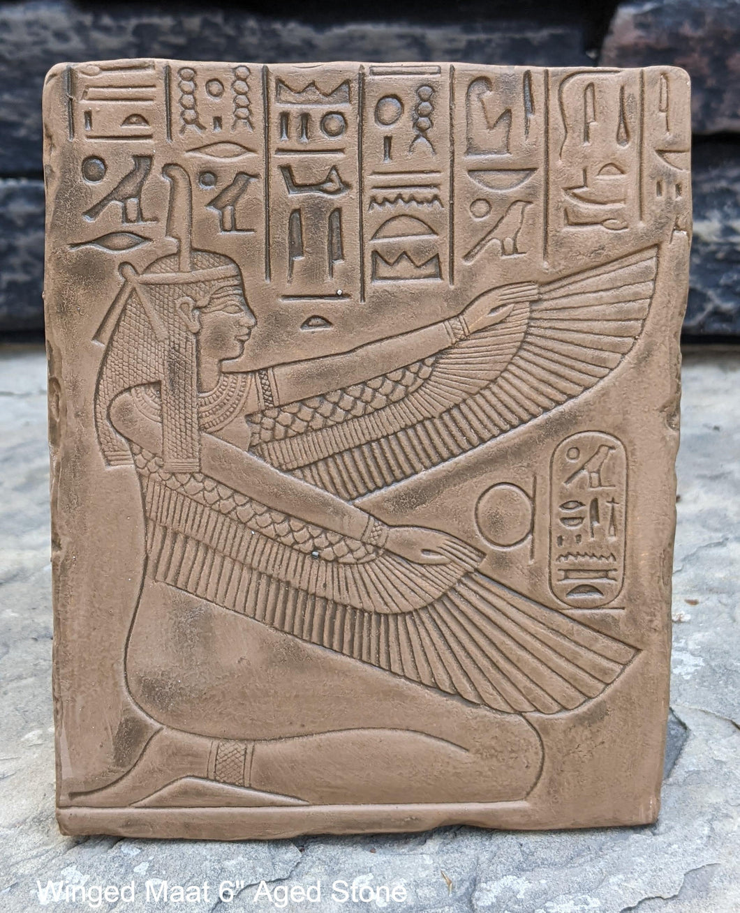 History Egyptian Goddess Winged Maat Sculptural wall relief www.Neo-Mfg.com 6
