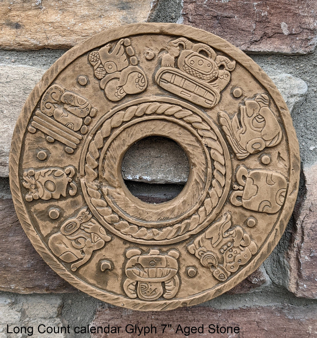 History Aztec Maya Long Count calendar Glyph Artifact Carved Stone Sculpture Statue 7