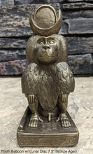 Load image into Gallery viewer, Egyptian Thoth Baboon seated w/ Lunar Disc Sculpture Statue 7.5&quot; www.Neo-Mfg.com Museum Replica
