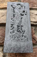 Load image into Gallery viewer, Aztec Mayan Temple foliated cross Center left K&#39;inich Kan Bahlam II carving wall plaque www.Neo-Mfg.com home garden decor art 9&quot; j14
