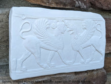 Load image into Gallery viewer, Roman Greek Sphinx Winged Human headed &amp; Griffin headed lion Sculptural wall relief plaque www.Neo-Mfg.com 7&quot; Museum reproduction k28
