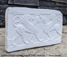 Load image into Gallery viewer, Roman Greek Sphinx Winged Human headed &amp; Griffin headed lion Sculptural wall relief plaque www.Neo-Mfg.com 7&quot; Museum reproduction k28
