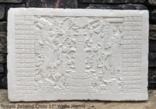 Load image into Gallery viewer, Aztec Mayan Temple Foliated Cross Tablet Sculpture 17&quot; www.Neo-Mfg.com Plaque relief carving
