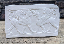 Load image into Gallery viewer, Roman Greek Sphinx Winged Human headed &amp; Griffin headed lion Sculptural wall relief plaque www.Neo-Mfg.com 7&quot; Museum reproduction k28

