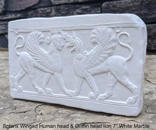 Load image into Gallery viewer, Roman Greek Sphinx Winged Human headed &amp; Griffin headed lion Sculptural wall relief plaque www.Neo-Mfg.com 7&quot; Museum reproduction k28
