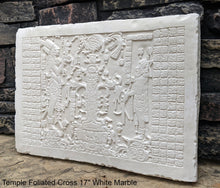 Load image into Gallery viewer, Aztec Mayan Temple Foliated Cross Tablet Sculpture 17&quot; www.Neo-Mfg.com Plaque relief carving
