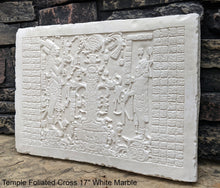 Load image into Gallery viewer, Aztec Mayan Temple Foliated Cross Tablet Sculpture 17&quot; www.Neo-Mfg.com Plaque relief carving
