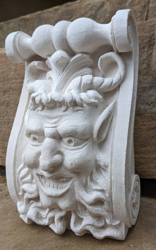 Pan Gargoyle Satyr Faun wall Mephistopheles corbel keystone bookend Grotesque goblin sculpture www.NEO-MFG.com