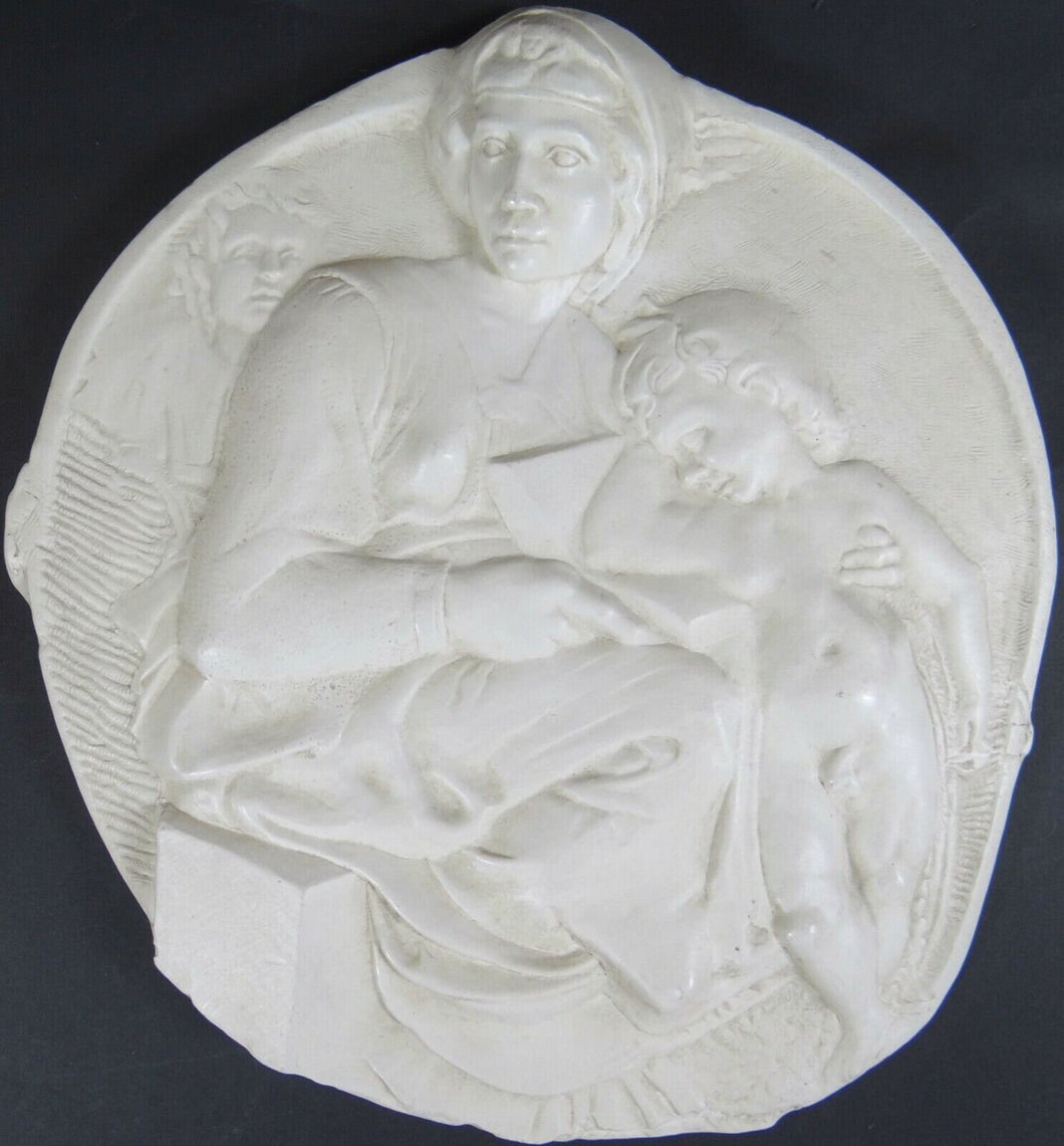 Michelangelo Pitti Tondo Wall Plaque Sculptural Frieze Carving 10.5