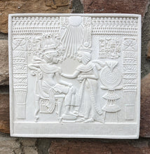 Load image into Gallery viewer, Egyptian King Tut Tutankhamen Throne chair front Sculptural wall relief plaque www.Neo-Mfg.com 8.125"
