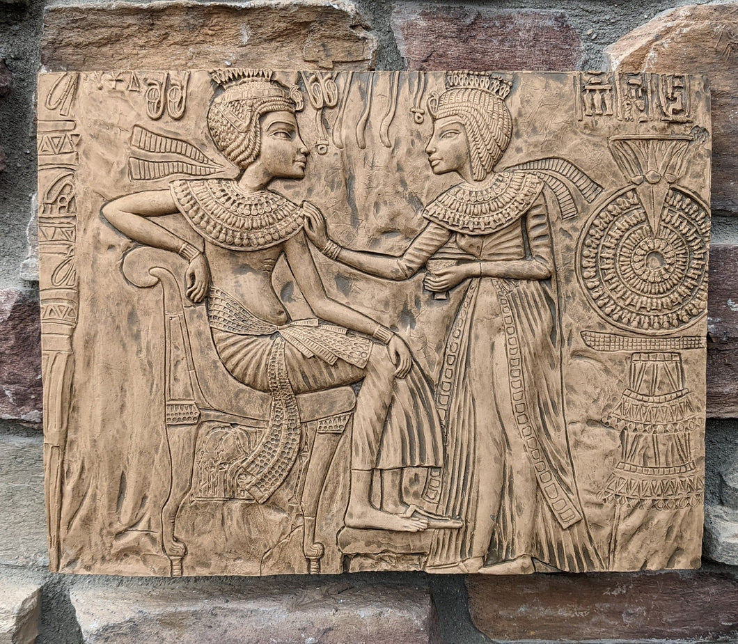 Egyptian King Tut Tutankhamen Throne chair front Sculptural wall relief plaque www.Neo-Mfg.com 15.25