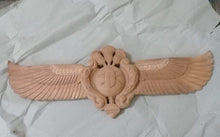 Load image into Gallery viewer, Egyptian winged Scarab Wadjet Pediment hieroglyph Sculptural wall relief www.Neo-Mfg.com 22&quot;
