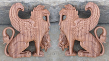 Load image into Gallery viewer, Griffin gryphons Winged lion wall Sculpture plaque set pair 9.5" ea www.Neo-Mfg.com Home decor mystical

