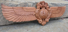Load image into Gallery viewer, Egyptian winged Scarab Wadjet Pediment hieroglyph Sculptural wall relief www.Neo-Mfg.com 22&quot;
