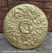 Load image into Gallery viewer, Roman Greek Royal disc Parthenon plate shield Sculptural wall relief plaque www.Neo-Mfg.com 13&quot; museum reproduction
