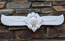 Load image into Gallery viewer, Egyptian winged Scarab Wadjet Pediment hieroglyph Sculptural wall relief www.Neo-Mfg.com 22&quot;
