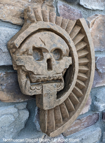 History Aztec Maya Artifact Carved Teotihuacan Disc of Death Sculpture Statue 12