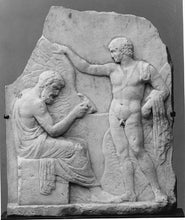 Load image into Gallery viewer, Roman Greek Daedalus and Icarus Stone Carving Sculpture Wall relief 12&quot; www.Neo-Mfg.com museum reproduction
