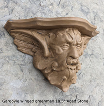 Load image into Gallery viewer, Gargoyle winged greenman shelf sculpture wall plaque www.NEO-MFG.com 10.5&quot;
