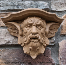 Load image into Gallery viewer, Gargoyle winged greenman shelf sculpture wall plaque www.NEO-MFG.com 10.5&quot;
