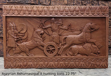 Load image into Gallery viewer, Assyrian Ashurnasirpal II hunting lions Carving sculpture wall plaque 22.75&quot; www.Neo-Mfg.com
