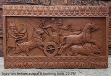 Load image into Gallery viewer, Assyrian Ashurnasirpal II hunting lions Carving sculpture wall plaque 22.75" www.Neo-Mfg.com
