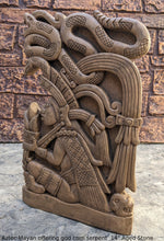Load image into Gallery viewer, Aztec Mayan offering god corn serpent wall Sculpture plaque www.Neo-Mfg.com Home decor 14&quot;
