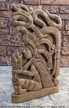 Load image into Gallery viewer, Aztec Mayan offering god corn serpent wall Sculpture plaque www.Neo-Mfg.com Home decor 14&quot;
