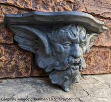 Load image into Gallery viewer, Gargoyle winged greenman shelf sculpture wall plaque www.NEO-MFG.com 10.5&quot;
