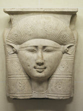Load image into Gallery viewer, Egyptian Hathor Capital Relief fragment head bust wall plaque art Sculpture 12" www.Neo-Mfg.com Museum reproduction
