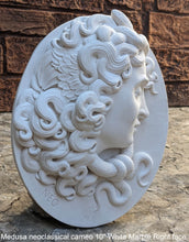 Load image into Gallery viewer, Medusa neoclassical cameo design Artifact Carved Sculpture Statue 10&quot; www.Neo-Mfg.com left or right face
