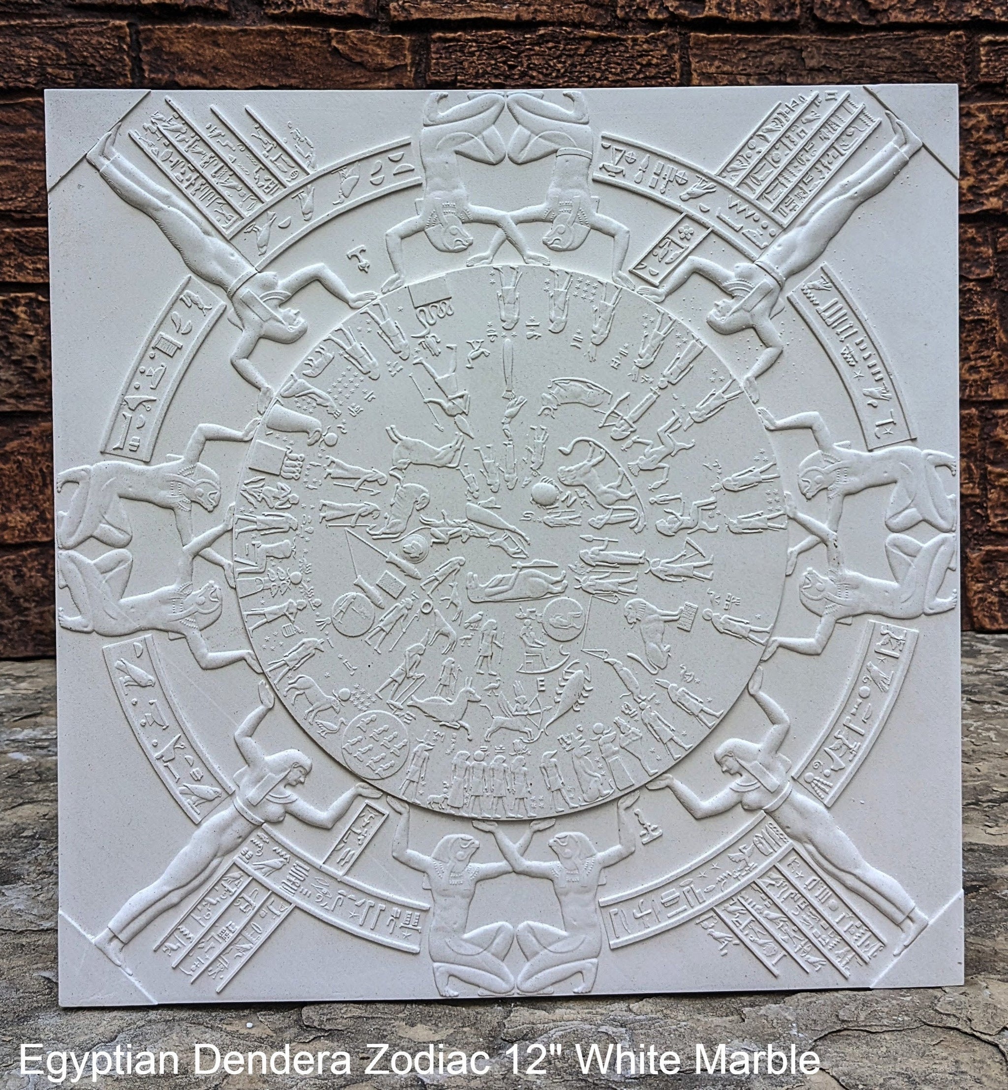 Egyptian Dendera Zodiac CALENDAR Sculptural wall relief plaque 12