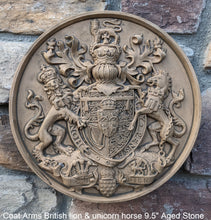 Load image into Gallery viewer, Coat Arms British lion &amp; unicorn horse sculpture wall plaque www.NEO-MFG.com 9.5&quot;
