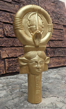 Load image into Gallery viewer, Egyptian Ankh Key Of Life Goddess Hathor sculpture carving www.NEO-MFG.com 9.8&quot;
